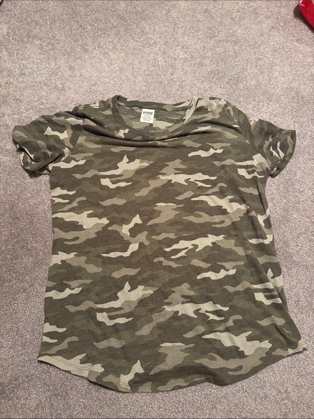 PINK Victoria's Secret Camo Short Sleeve Tee